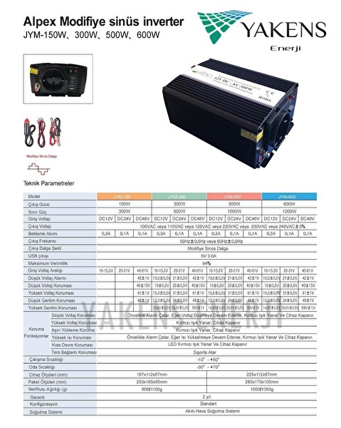 Alpex 600W Watt 24V Modifiye Sinüs İnverter