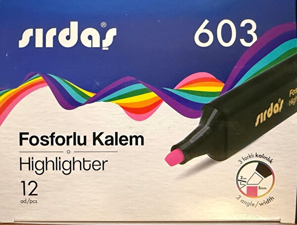 Sırdaş Fosforlu Kalem 12'li Paket Pembe 603