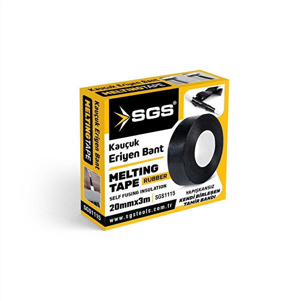 SGS Su Sızdırmaz Kauçuk Eriyen Bant 20 MM x 3 M Siyah Düşük Voltaj Kablo ve Su Altı Tamir Bandı