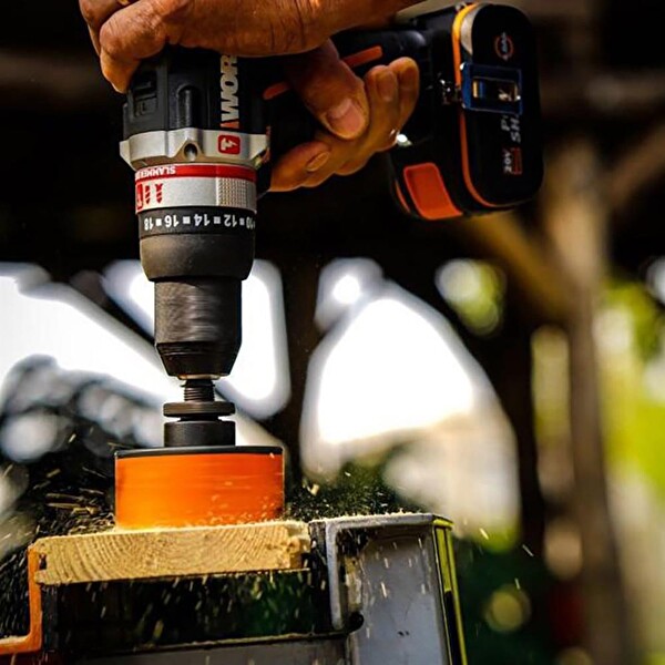 Worx WX354.4SET 20Volt/4.0Ah Li-ion Çift Akülü Kömürsüz Şarjlı Darbeli Matkap DA01903 201 Parça Delme-Vidalama Uç Seti