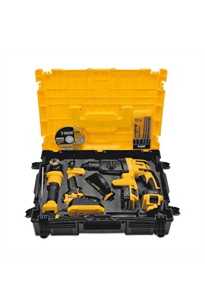 SGS SGS-5450 Kömürsüz Akülü Taşlama- Matkap - Kırıcı/Delici 3'lü Çantalı Kombo Set