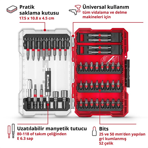 Einhell 49118953 M-Case 42 Parça Vidalama Ucu Seti
