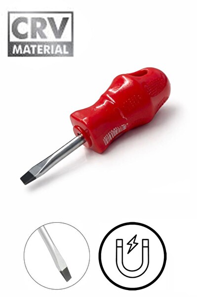 Bay-Tec MK4487 Mıknatıslı Düz 6x38 MMCRV Çelik Kısa Topaç Tornavida