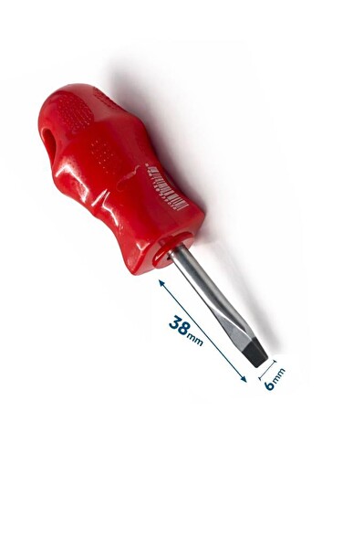 Bay-Tec MK4487 Mıknatıslı Düz 6x38 MMCRV Çelik Kısa Topaç Tornavida