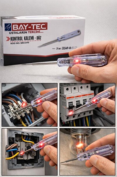 Bay-Tec MK4410 Düz 190 MM Profesyonel Elektrik Voltaj Test Kalemi
