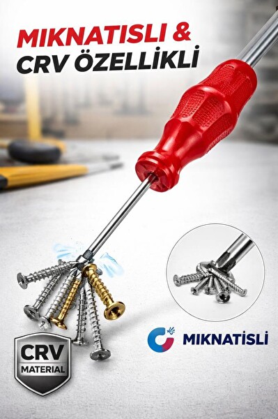 Bay-Tec MK4479 4X150 MM Tekli CRV Yapılı Mnanyetik Mıknatıslı Yıldız Tornavida