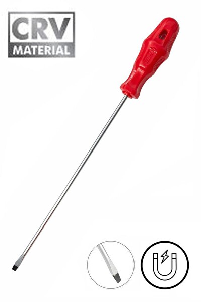 Bay-Tec MK4469 5x300 MM Uzun Gövde CRV Çelik Profesyonel Mıknatıslı Düz Şiş Tornavida