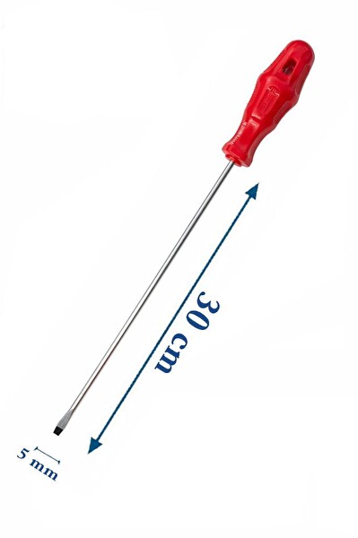 Bay-Tec MK4469 5x300 MM Uzun Gövde CRV Çelik Profesyonel Mıknatıslı Düz Şiş Tornavida