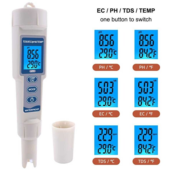 Aek-Tech PH-3508 4'ü 1 arada PH Metre TDS EC ve Sıcaklık Ölçer