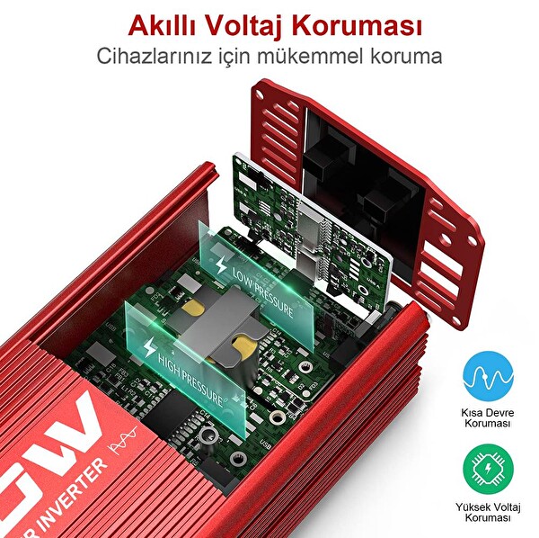 Kobb KBN750 12V/220V 750Watt Tam Sinüs Dönüştürücü İnvertör