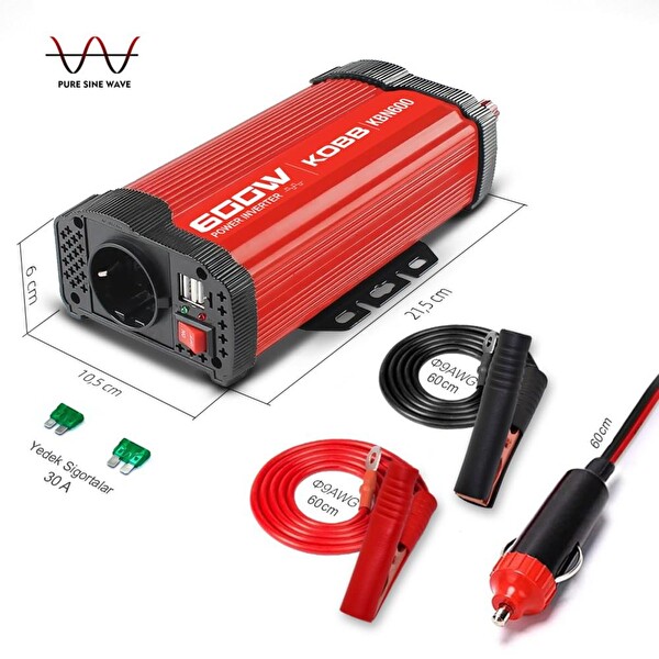 Kobb KBN600 12V/220V 600 Watt Modifiye Sinüs Dönüştürücü İnvertör