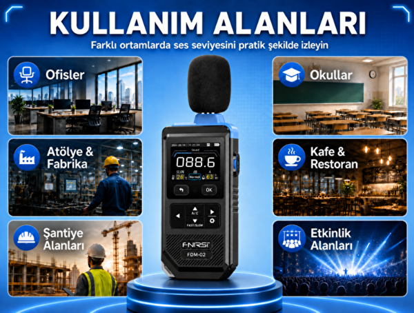 Texta FNIRSI FDM-02 Renkli Göstergeli Sıcaklık ve Nem Göstergeli Desibel Ölçer