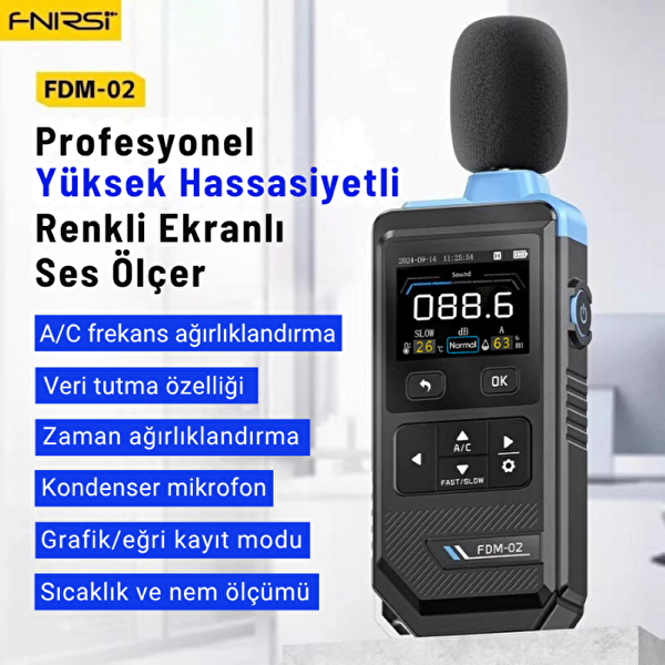 Texta FNIRSI FDM-02 Renkli Göstergeli Sıcaklık ve Nem Göstergeli Desibel Ölçer