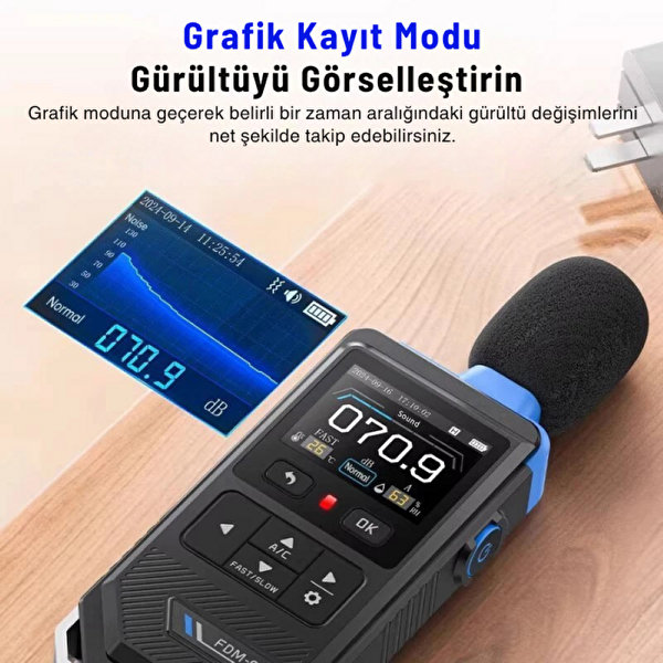 Texta FNIRSI FDM-02 Renkli Göstergeli Sıcaklık ve Nem Göstergeli Desibel Ölçer