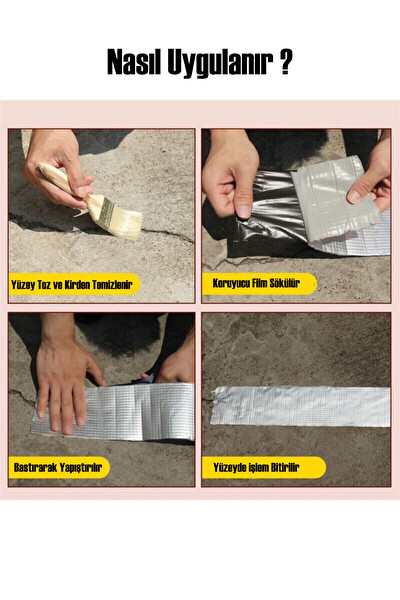 Gumtape 48 MM x 2 M Su Sızdırmaz Çamur Sakız Bant Çatı İzolasyon ve Boru Çatlak Tamir Bandı