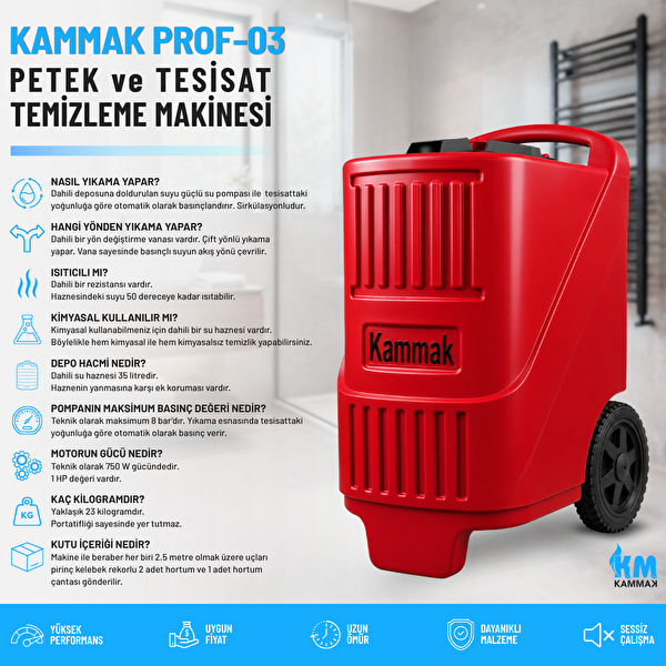 Kammak Prof-03 Çift Yönlü Isıtıcılı Petek Temizleme Makinesi