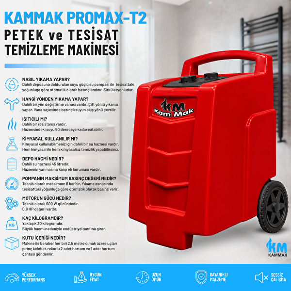 Kammak Promax T2 Çift Yönlü Isıtıcılı Petek Temizleme Makinesi - Pirinç Vanalı