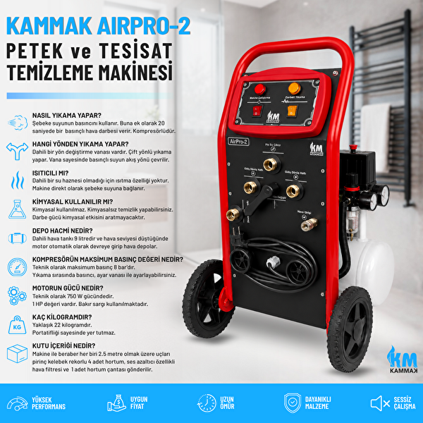 Kammak AirPro-2 Çift Yönlü Kompresörlü Petek Temizleme Makinesi