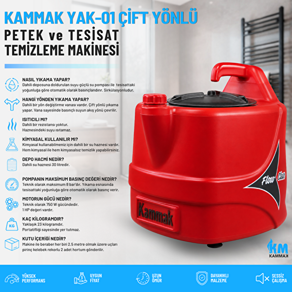 Kammak YAK-01 Çift Yönlü Petek Temizleme Makinesi - Pirinç Vanalı