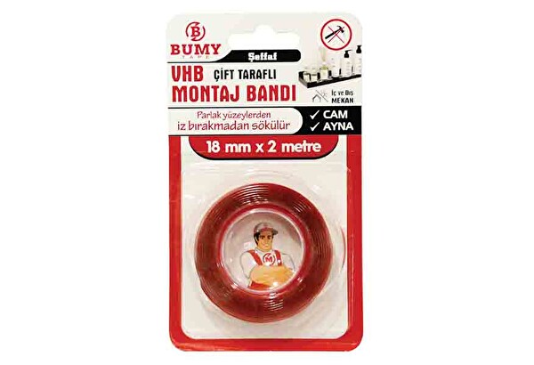 Bumy VHB Montaj Bandı 18MMx2M Şeffaf