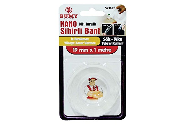 Bumy Nano Sihirli Bant 19MMx1M Şeffaf