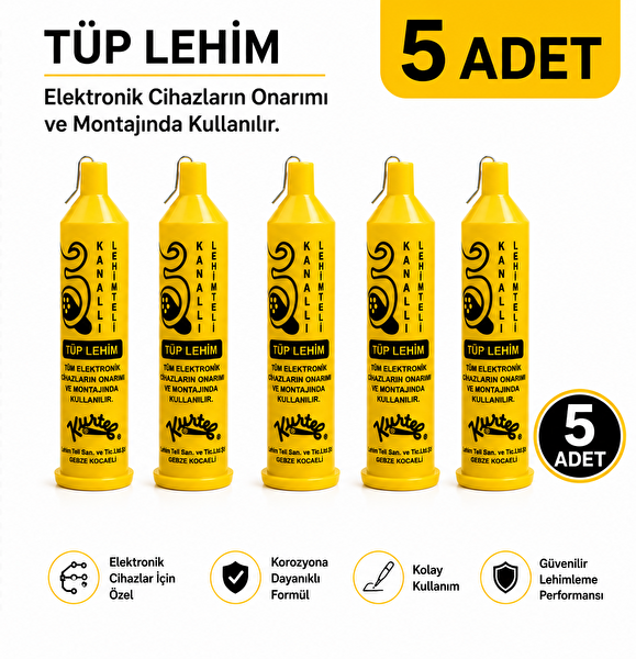 Kurtel 60-40 1.2 MM 60 Kalay 40 Kurşun 1.2 MM Pastalı Tüp Lehim 25 GR Tüp Lehim 5 Adet