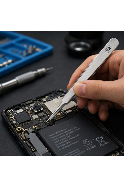 Piyatech T2 - 16 CM Uzatılmış Cep Telefonu Anakart Ve Batarya Onarım Düz Uçlu Hassas Tamir Cımbızı