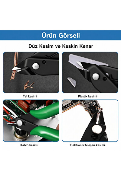 Piyatech RL-113 Hassas Mikroskobik Yan Keski Profesyonel Tel ve Anakart Sacı Kesme Pensesi