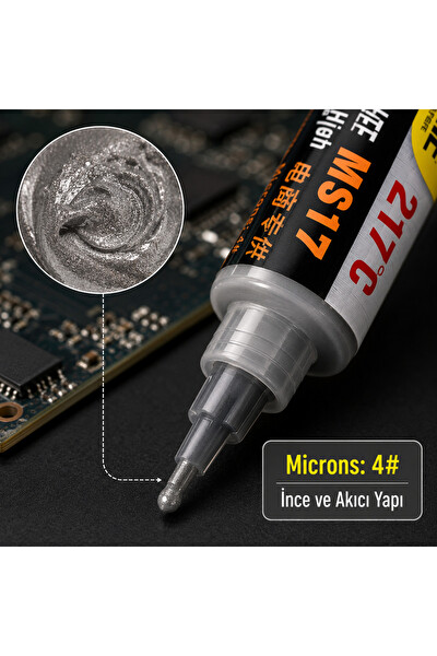 Piyatech MS17 Kurşunsuz Şırınga Krem Lehim Solder Paste 217 Derece 20G 7.5CM