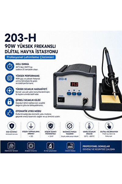 Piyatech 203-H 90W Dijital Ekranlı Yüksek Frekanslı Akıllı Havya İstasyonu Lehim Makinesi
