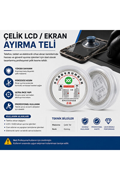 Piyatech Çelik LCD Ekran Ayırma Teli 0.035MM - 500M Kesme Teli