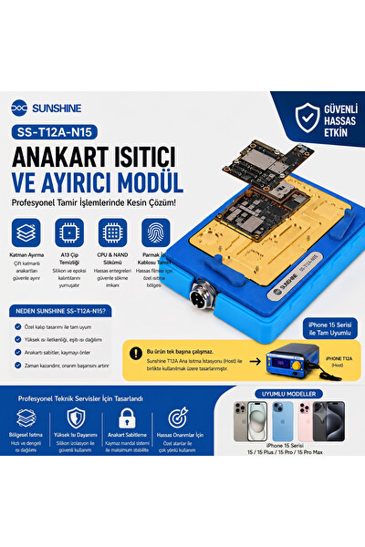 Piyatech SS-T12A-N15 iPhone 15 Serisi Anakart Isıtıcı - Ayırıcı Tamir Modülü