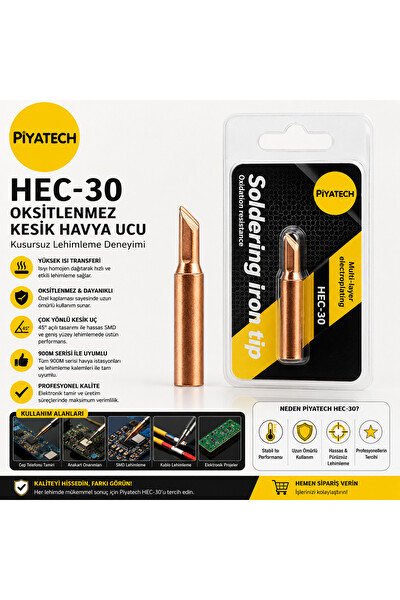 Piyatech HEC-30 Oksitlenmez Kesik Havya Ucu