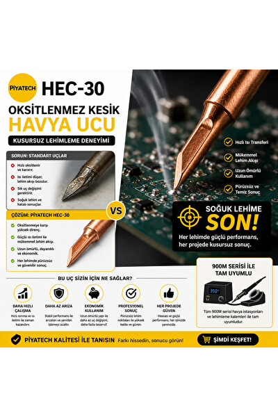Piyatech HEC-30 Oksitlenmez Kesik Havya Ucu