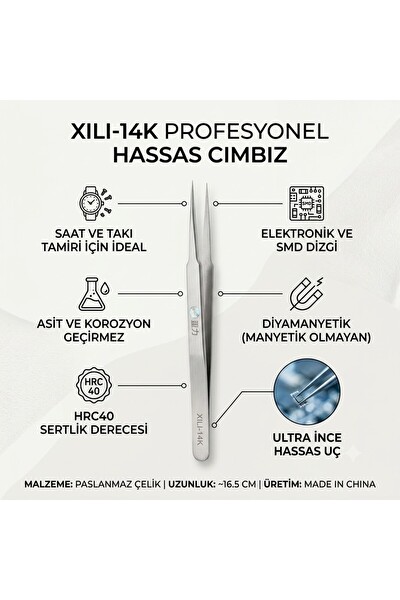 Piyatech XILI-14K İnce Uçlu Paslanmaz Çelik Cımbız 16.5CM