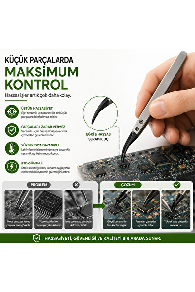 Piyatech ST-15 14CM Seramik Uçlu Eğri Hassas Cımbız