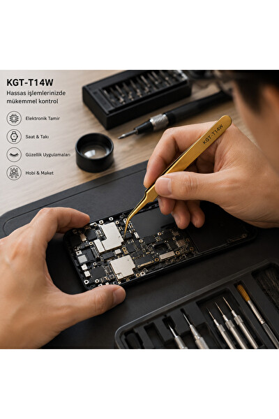 Piyatech KGX-T14W Hassas Eğri Uçlu Cımbız Anti - Manyetik Paslanmaz Çelik 16.5CM