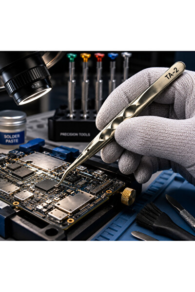 Piyatech TA-2 Eğri Uçlu Antimanyetik Tamir Cımbızı
