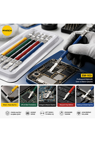 Piyatech SW-103 5'li Çift Taraflı Metal Kazıyıcı Tamir Seti 16.5CM