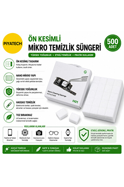 Piyatech Ön Kesimli Mikro Temizlik Süngeri 500 Adet