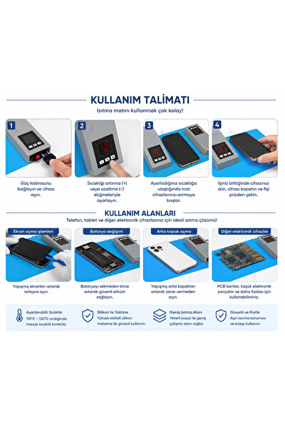 Piyatech LS3 Mini LCD Ekran Sökücü Isıtıcı Ped
