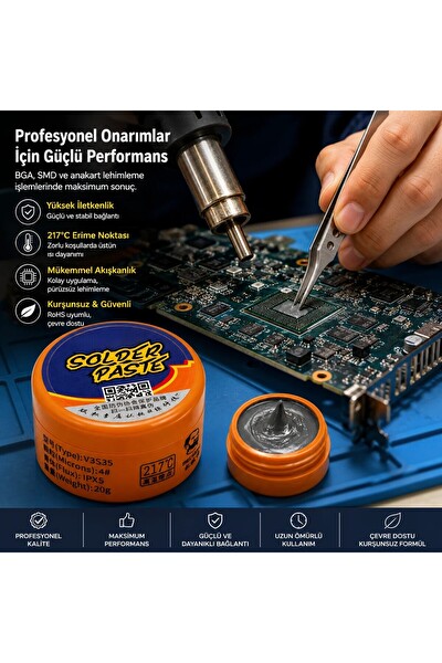 Piyatech V3S35 Kurşunsuz Lehim Macunu 217 Derece 20 GR