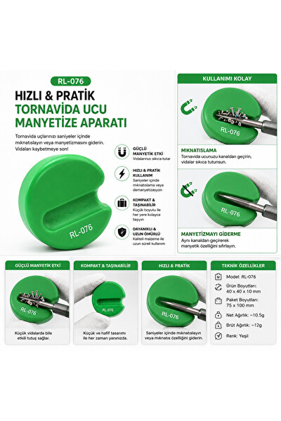 Piyatech RL-076 Tornavida Ucu Mıknatıslayıcı - Manyetik Giderici
