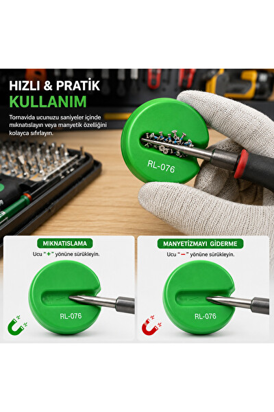 Piyatech RL-076 Tornavida Ucu Mıknatıslayıcı - Manyetik Giderici