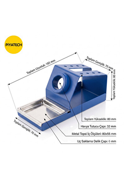 Piyatech Profesyonel Metal Havya Sehpası - Lehim Standı 16 x 7 x 7.5 CM