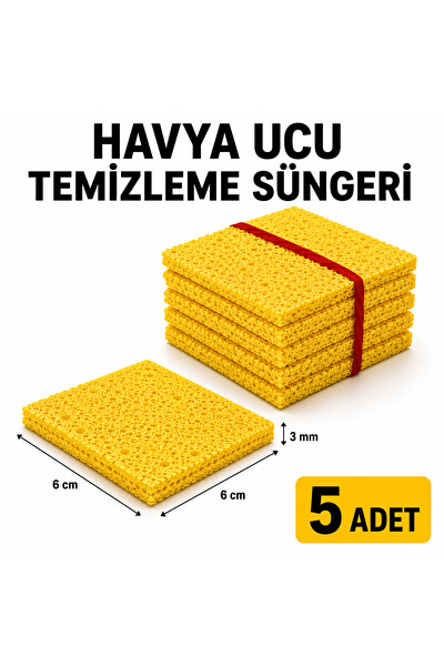 Piyatech Havya Temizleme Süngeri 6x6 CM Lehim Ucu Temizleyici Sünger 3 MM 5'li Paket