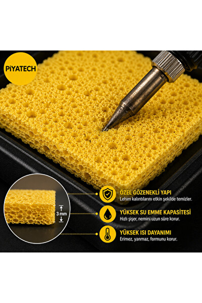 Piyatech Havya Temizleme Süngeri 6x6 CM Lehim Ucu Temizleyici Sünger 3 MM 5'li Paket