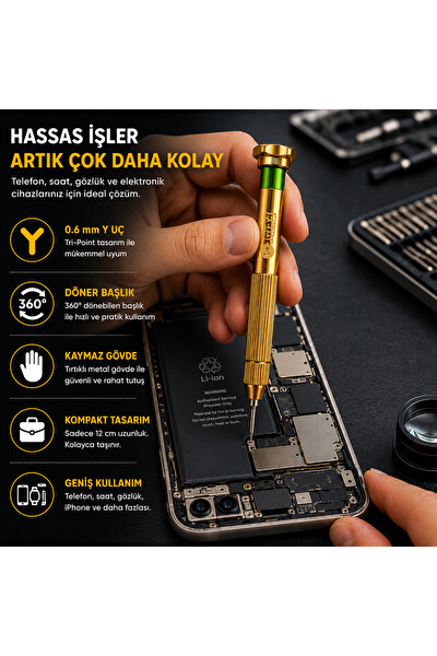 Piyatech 0.6 MM Y Uç Profesyonel Metal Hassas Telefon Saat Gözlük Ve iPhone 12 CM Tamir Tornavidası
