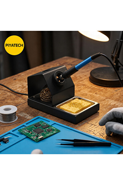 Piyatech Sünger Yuvalı Metal Havya Sehpası ve Lehimleme Standı - 16x7x7.5 CM Siyah