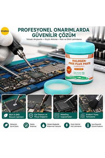 Piyatech RL-559-IM Halojensiz Kalıntısız BGA SMD Flux Lehim Pastası 100 GR